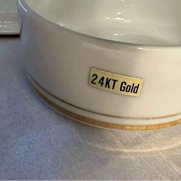 The Art of Chokin Japan Floral Lidded Porcelain Trinket Jar 24K Gold Trim - Picture 3 of 4